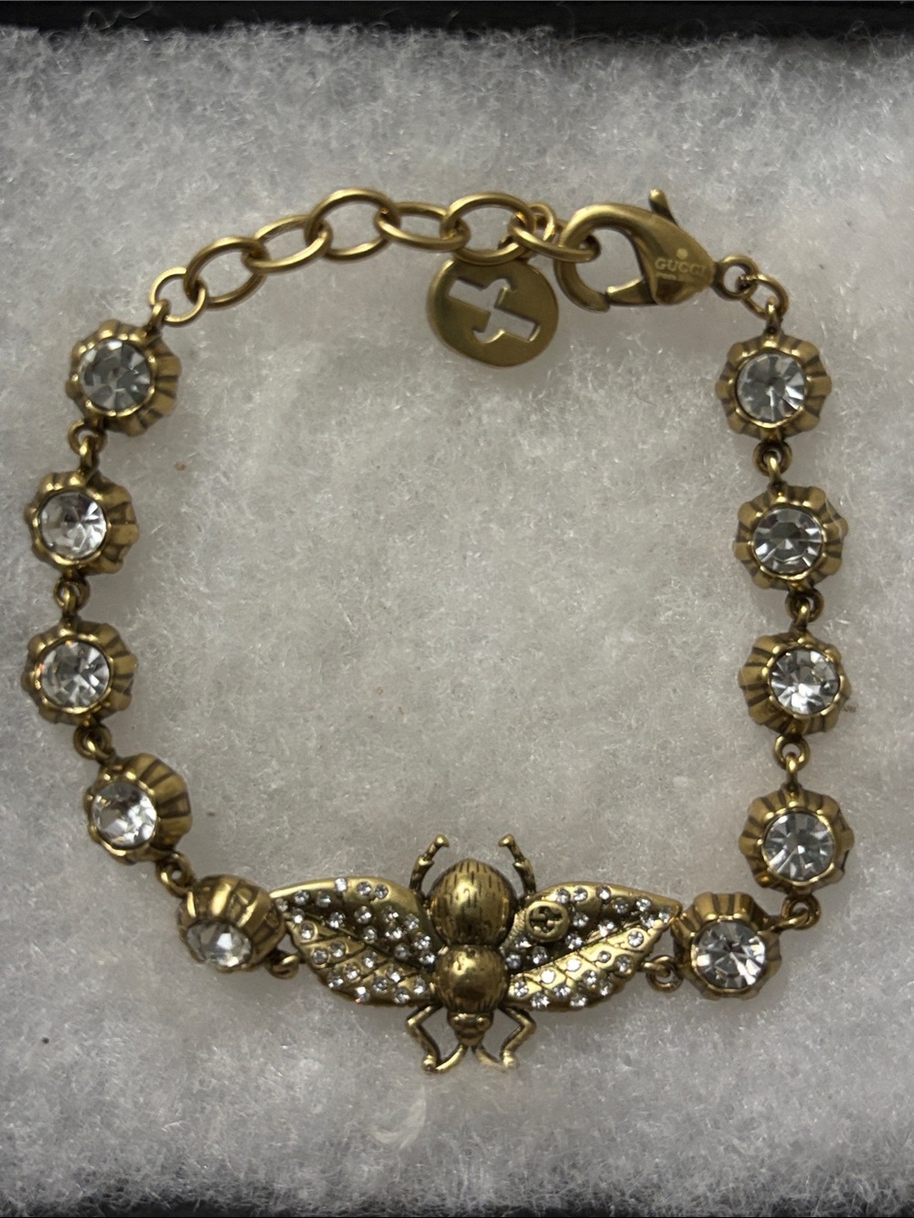 Gucci Gold-Tone Bee Crystal Link Bracelet